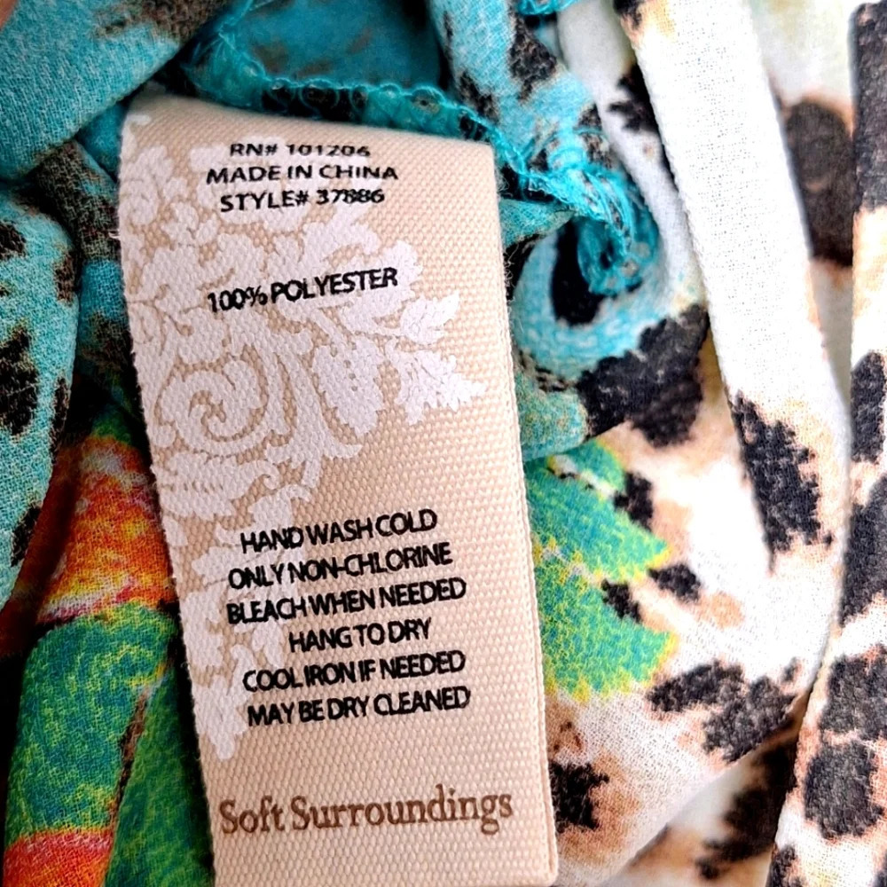 Soft Surroundings Lightweight Sheer Floral Animal Print Tunic Top Petite - Picture 12 of 14